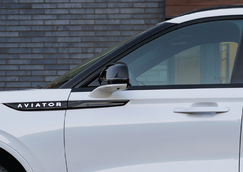The driver’s door of a white 2025 Lincoln Aviator® SUV is showcased. | Joe Cooper Lincoln of Edmond in Oklahoma City OK