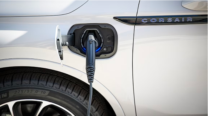 An electric charger is shown plugged into the charging port of a Lincoln Corsair® Grand Touring
model. | Joe Cooper Lincoln of Edmond in Oklahoma City OK