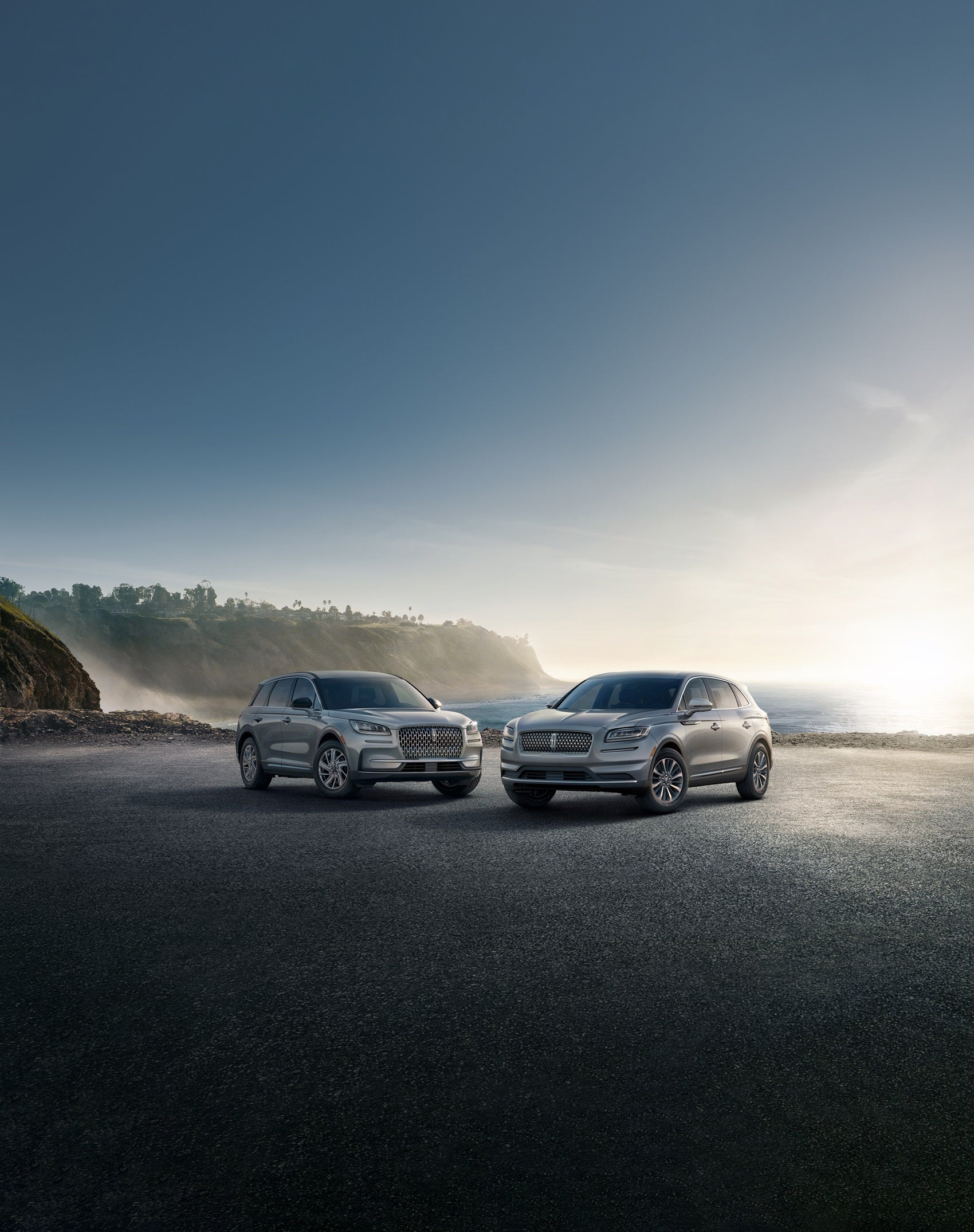Lincoln SUV models parked on lot by the coast